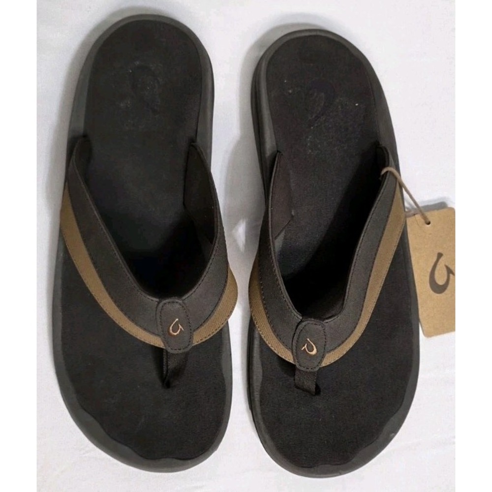 Olukai Wehi Ohana Koa Flip Flop Thong Slide Beach Sandal Men Dark Wood Sz 18 NWT